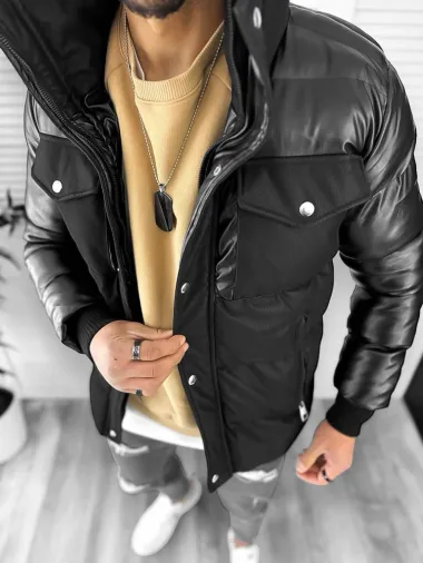 Geaca barbati groasa neagra de iarna 12348 D0-3