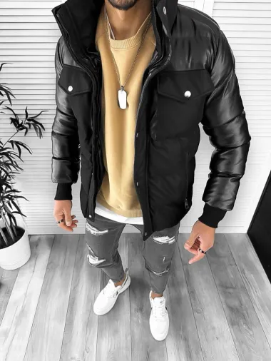 Geaca barbati groasa neagra de iarna 12348 D0-3