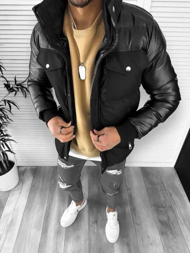 Geaca barbati groasa neagra de iarna 12348 D0-3