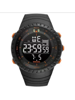 Ceas barbati sport, negru cu orange W1008