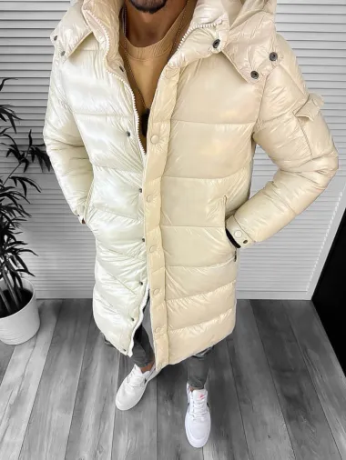 Geaca barbati de iarna, lunga, bej 5132 D0-5