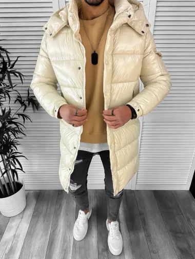 Geaca barbati de iarna, lunga, bej 5132 D0-5