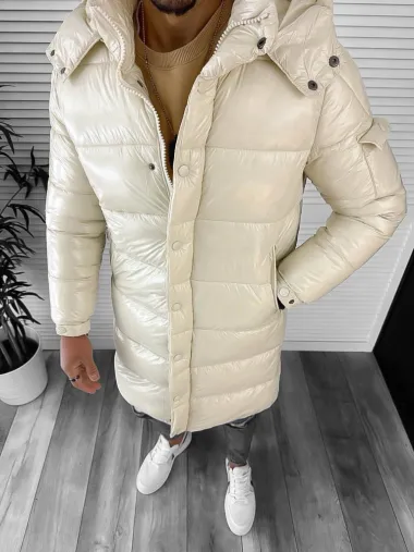 Geaca barbati de iarna, lunga, bej 5132 D0-5