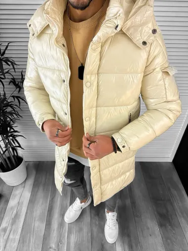 Geaca barbati de iarna, lunga, bej 5132 D0-5