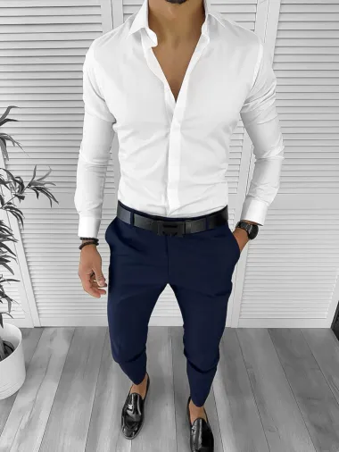 Camasa barbati, alba, slim fit,12989