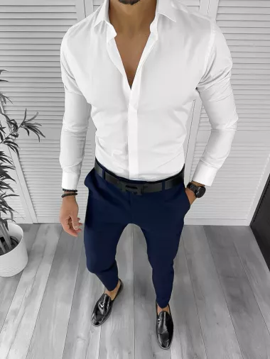 Camasa barbati, alba, slim fit,12657