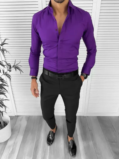 Camasa barbati mov inchis slim fit 12991 1-6