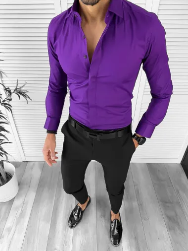 Camasa barbati mov inchis slim fit 12991 1-6