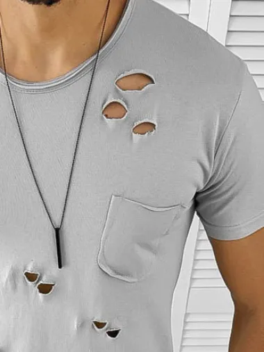 Tricou barbati gri, slim fit, 12995 O3-4.2