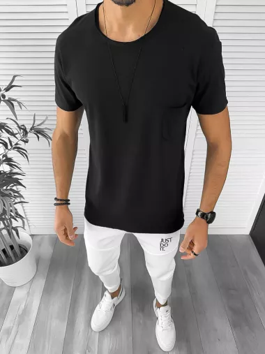 Tricou barbati negru, slim fit, 12996 k10