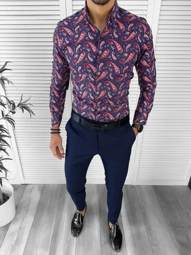 Camasa barbati bleumarin slim fit B1319 W15-1.2.3