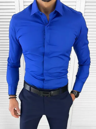 Camasa barbati albastra slim fit 13004 W19-3