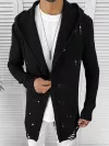 Cardigan barbati negru cu gluga slim fit ZR T3559 S2