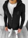 Cardigan barbati negru cu gluga slim fit ZR T3615 S2-2