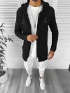 Cardigan barbati negru cu gluga slim fit ZR T3615 S2-2