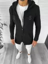 Cardigan barbati negru cu gluga slim fit ZR T3615 S2-2