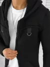 Cardigan barbati negru cu gluga slim fit ZR T3615 S2-2