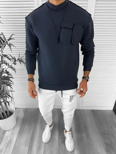 Hanorac barbati slim fit bleumarin K156 i1-2