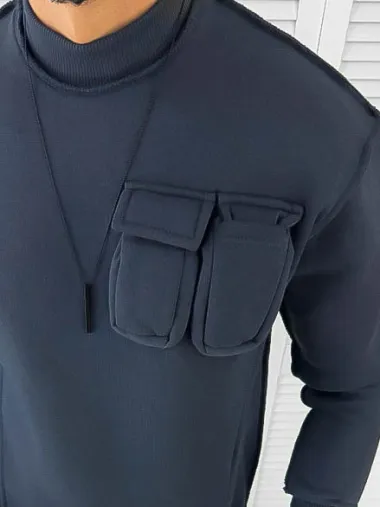 Hanorac barbati slim fit bleumarin K156 i1-2