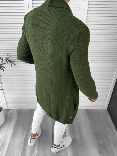 Cardigan barbati kaki slim fit ZR T3557 117-5