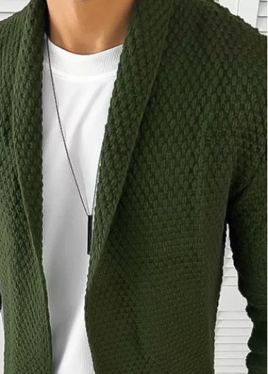 Cardigan barbati kaki slim fit ZR T3557 117-5