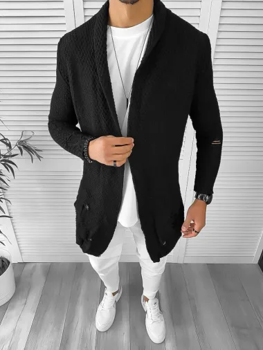 Cardigan barbati negru slim fit ZR T3557 O3-2.3