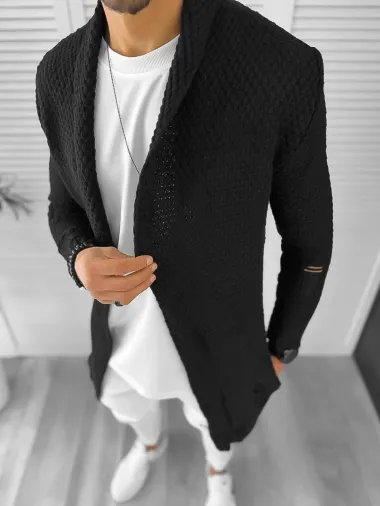 Cardigan barbati negru slim fit ZR T3557 O3-2.3