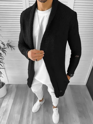Cardigan barbati negru slim fit ZR T3557 O3-2.3
