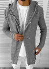 Cardigan barbati gri cu gluga slim fit ZR T3559 U6-1