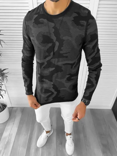 Bluza barbati gri slim fit T3705 6-4.2