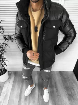 Geaca barbati groasa neagra de iarna 12348 D0-3