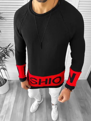 Pulover barbati gros slim fit negru ZR T3580 i6-1.3