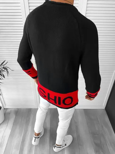 Pulover barbati gros slim fit negru ZR T3580 i6-1.3
