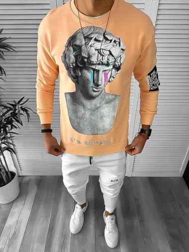 Bluza barbati portocalie slim fit K404 P19-2.2