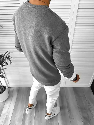 Bluza barbati gri vatuita slim fit K411 O2-3.3