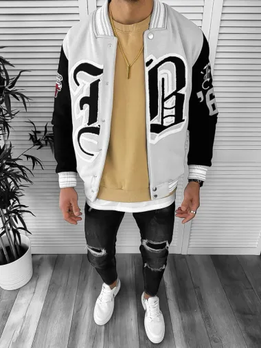 Geaca barbati gri de toamna cu imprimeu K162 D3-2.3