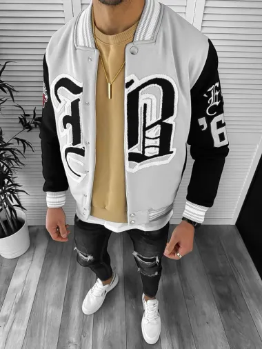 Geaca barbati gri de toamna cu imprimeu K162 D3-2.3