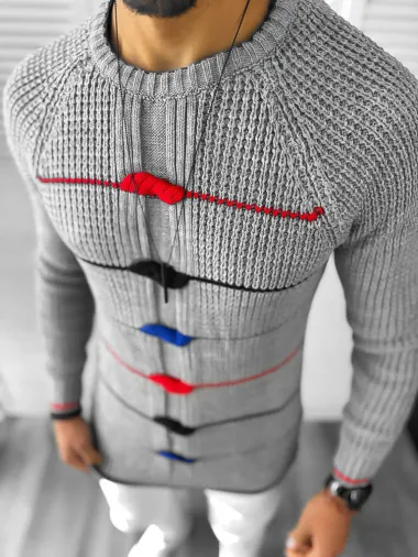 Pulover barbati gros slim fit gri T3587 91-2 27-4 E~