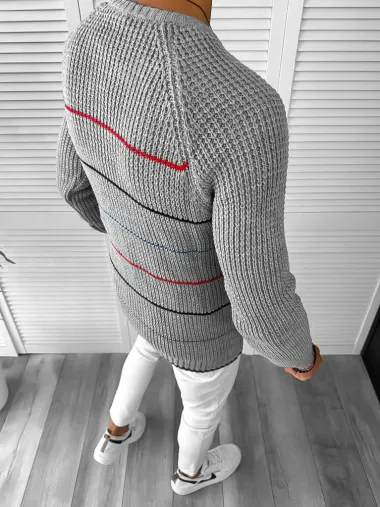 Pulover barbati gros slim fit gri T3587 91-2 27-4 E~