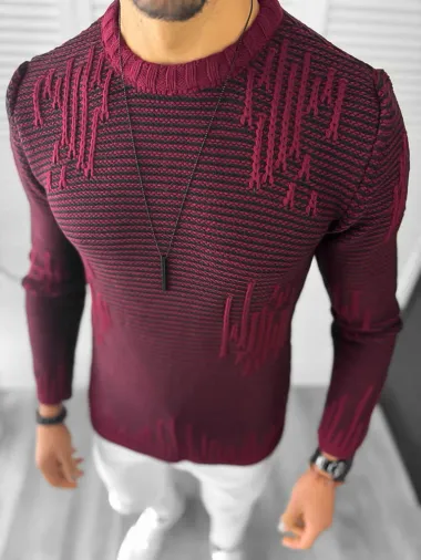 Pulover barbati gros slim fit grena T3636 35-3