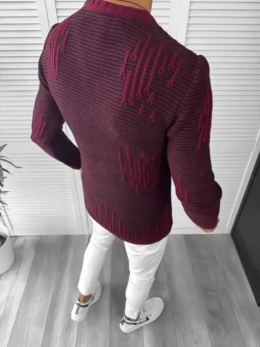 Pulover barbati gros slim fit grena T3636 35-3