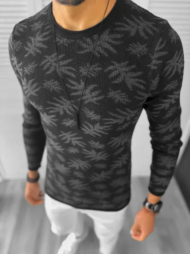 Pulover barbati gros slim fit negru ZR T3703 P18-4.2