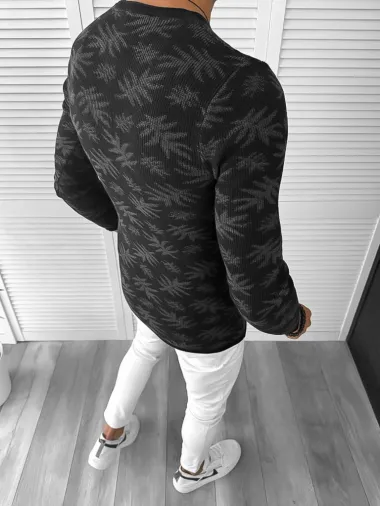 Pulover barbati gros slim fit negru ZR T3703 P18-4.2