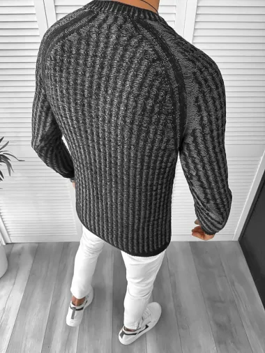 Pulover barbati gros slim fit negru T3711 i15-1.1