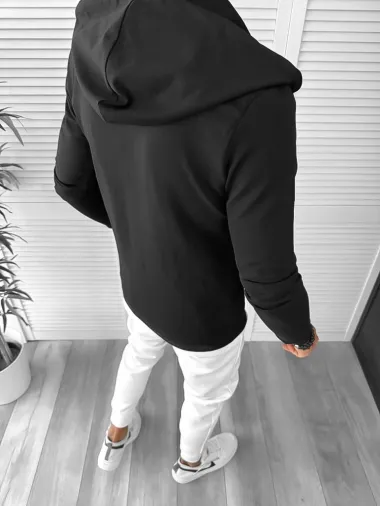 Hanorac barbati negru cu aplicatii slim fit 2696 44-1.2