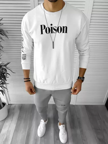 Bluza barbati alba cu imprimeu pe spate K131 Z5-4