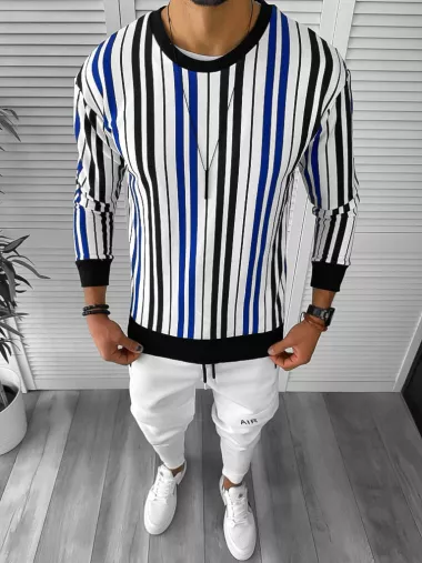 Bluza barbati slim fit albastra K352 Z32-5