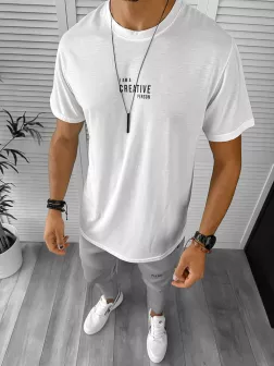Tricou barbati slim fit alb 12957 41-3.3