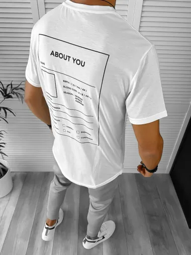 Tricou barbati slim fit alb 12957 41-3.3