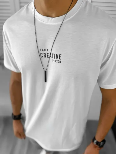 Tricou barbati slim fit alb 12957 41-3.3